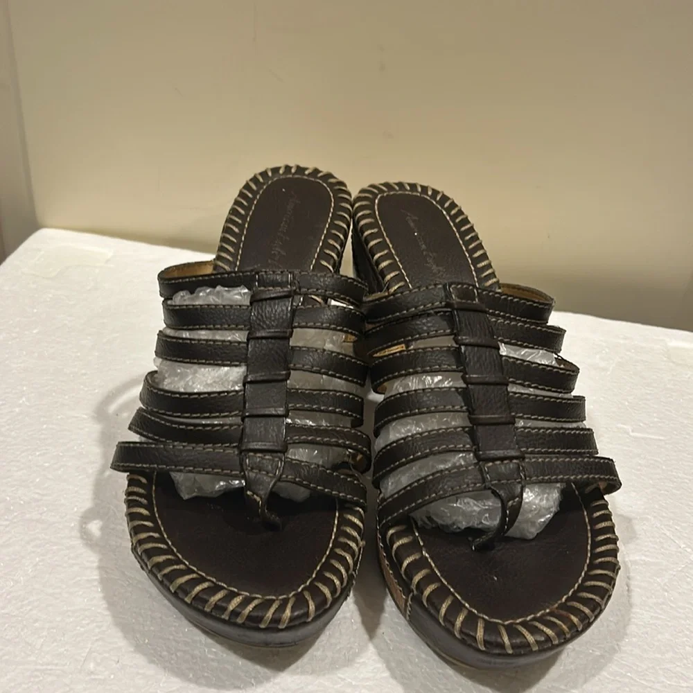 American Eagle Outfitters Brown and Tan Wedge Sandals